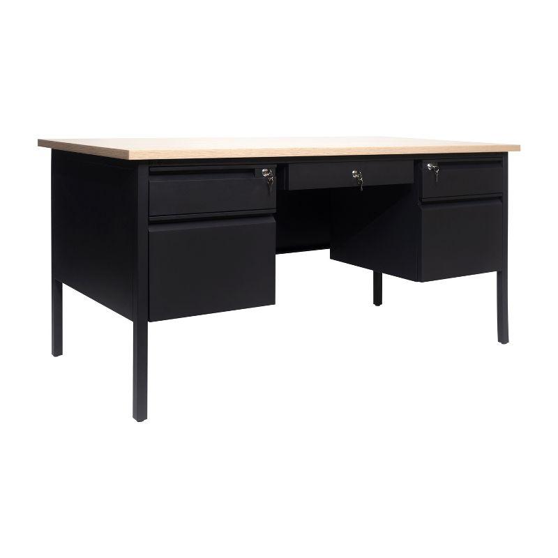 Flash Furniture Cambridge 60" Commercial Double Pedestal Desk with 5 Locking Drawers
