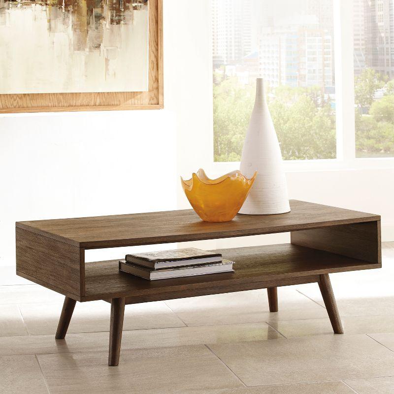 Cocktail Table Brown - Signature Design by Ashley: Mid-Century, Living Room, Open Shelf Storage