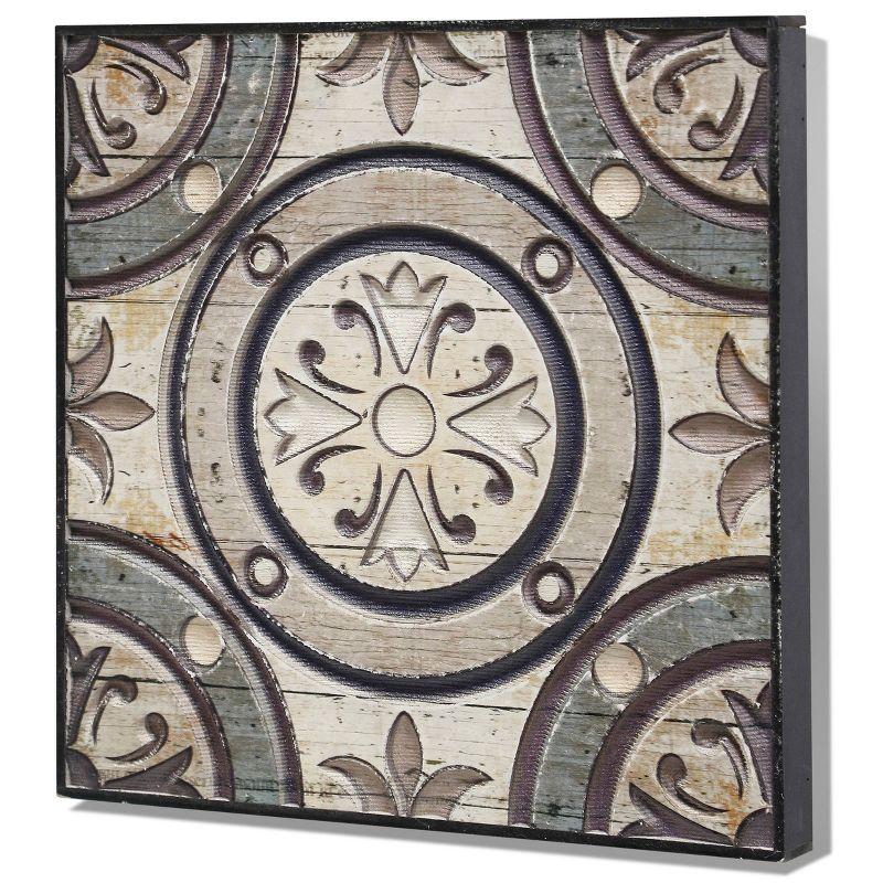 Multicolor 16" Traditional Wooden Panel with Carved Design