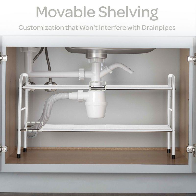 Under Sink Organizer - 2 Tier Adjustable Shelf Organizer with 8 Removable Panels - Kitchen or Bathroom Under Sink Organizers and Storage by Home-Complete