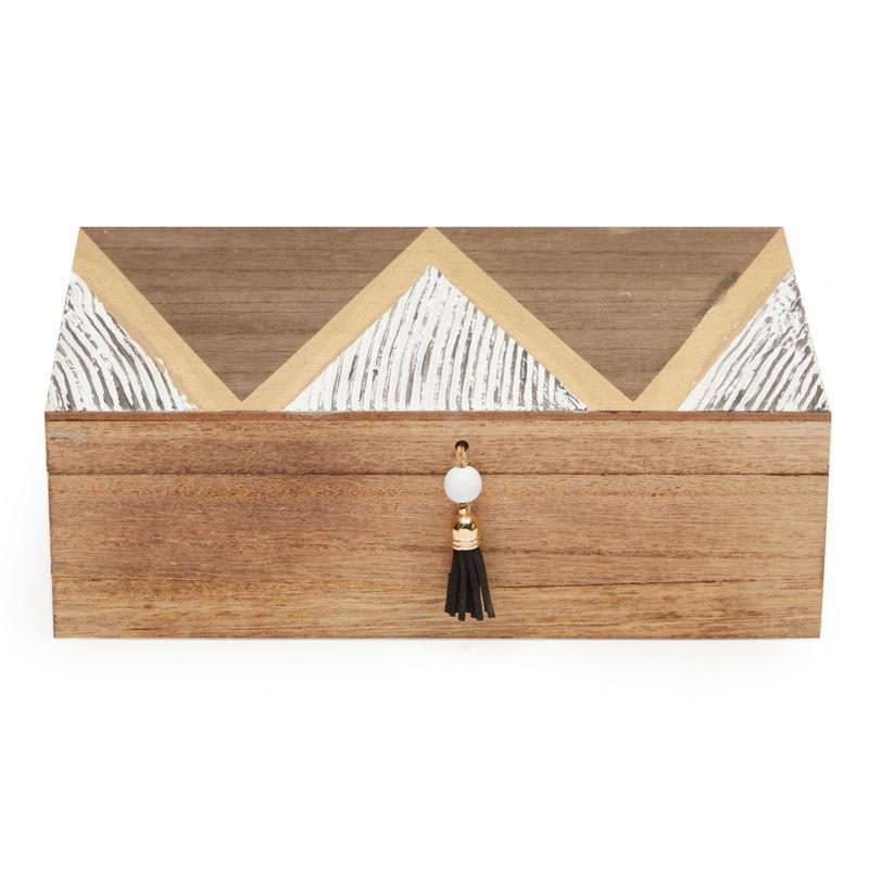 Juvale Small Wooden Decorative Box with Lid and Tassel for Jewelry, Trinket Storage, 9.4 x 6 x 3 In