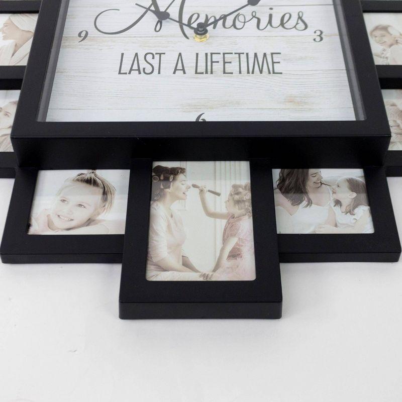 Lifetime Memories' Picture Frame Collage Wall Clock Black - American Art Decor