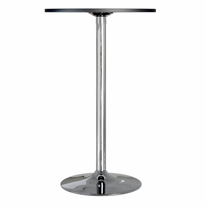 Winsome Polished Steel Round Bar Table Wood/Black: Modern Pedestal High Top, MDF Surface, 40.16" Height