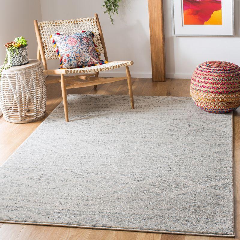 Gray and Ivory Hand-Knotted Synthetic Area Rug