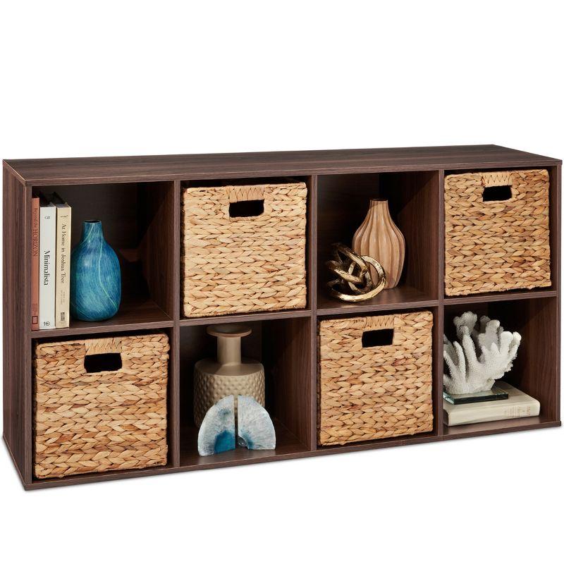 Best Choice Products 8-Cube Bookshelf, 11in Display Storage System, Organizer w/ Removable Back Panels - Walnut