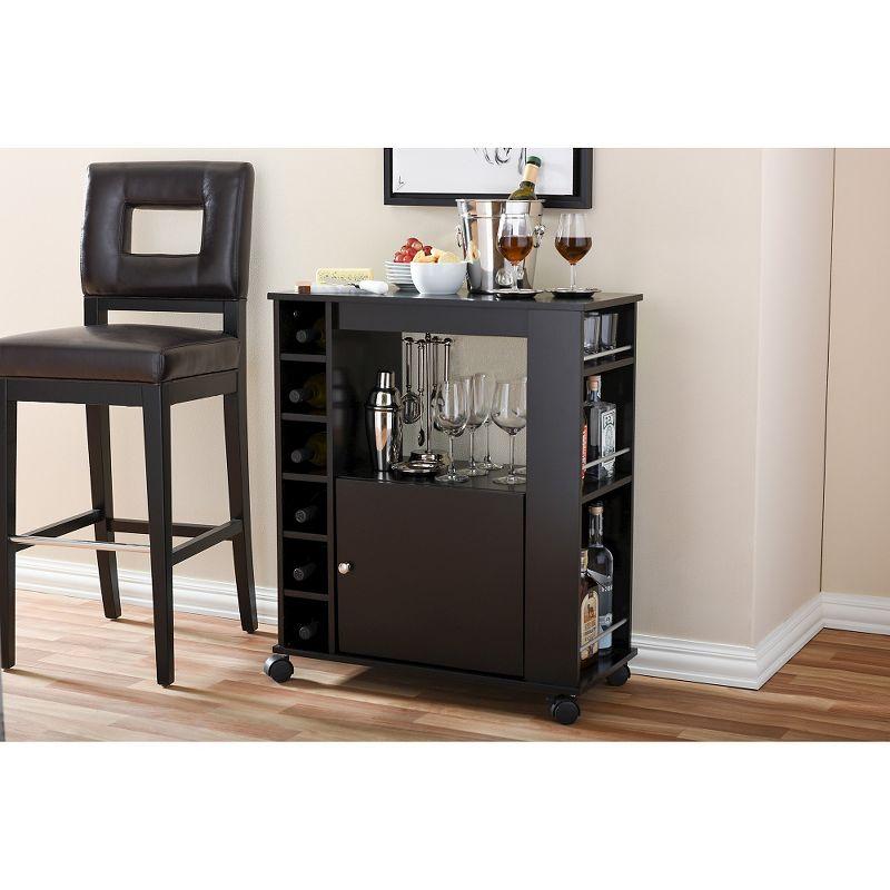 Ontario Modern & Contemporary Dark Brown Wood Modern Dry Bar & Wine Cabinet - Baxton Studio