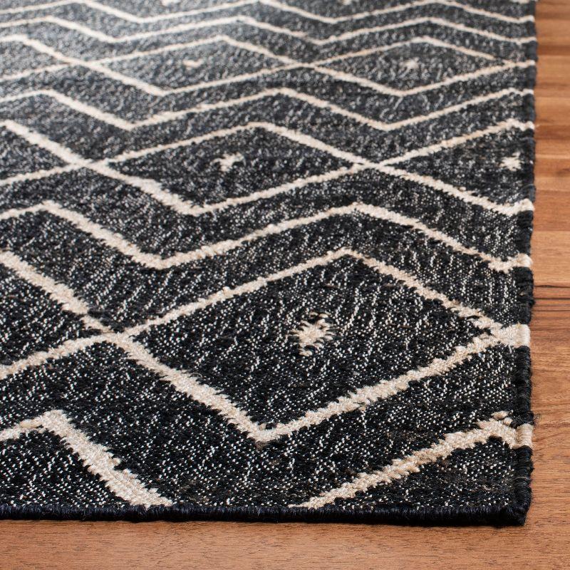 Bohemian Charcoal & Natural Cotton 7' Square Kilim Area Rug