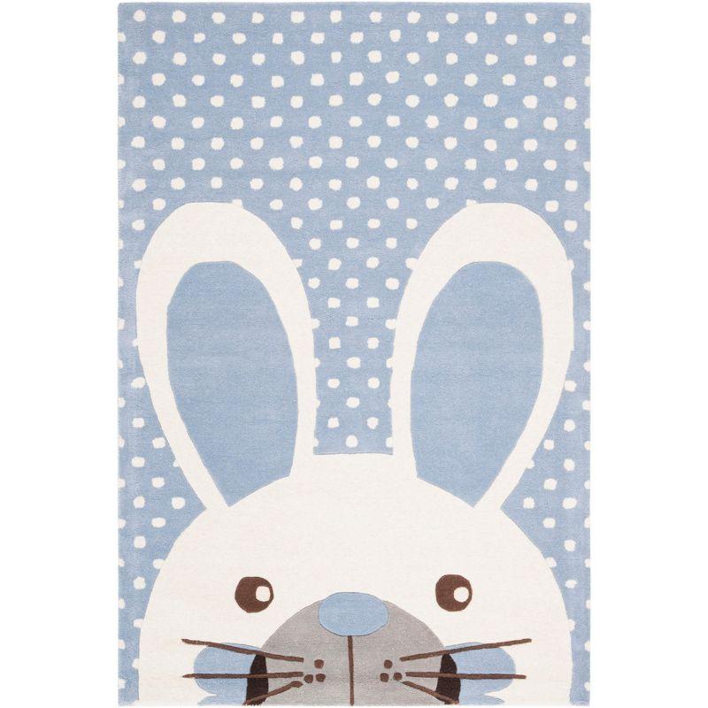 Safavieh Kids Rabbit SFK922 Hand Tufted Indoor Accent Rug - Blue/Ivory - 4'x6' - Safavieh
