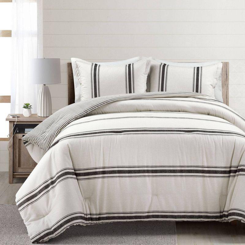 Lush Decor Dark Gray Cotton Reversible 3 Piece Comforter Set