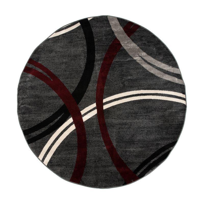 World Rug Gallery Contemporary Abstract Circles Design Red 6'6" Round Area Rug