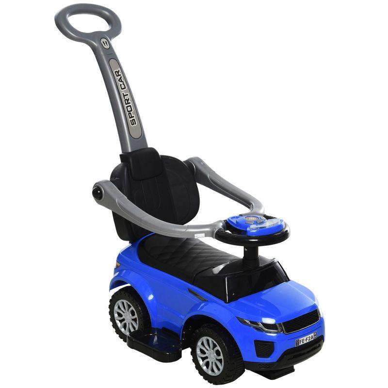 Aosom Blue 3-in-1 Toddler Push Car Stroller with Music and Lights