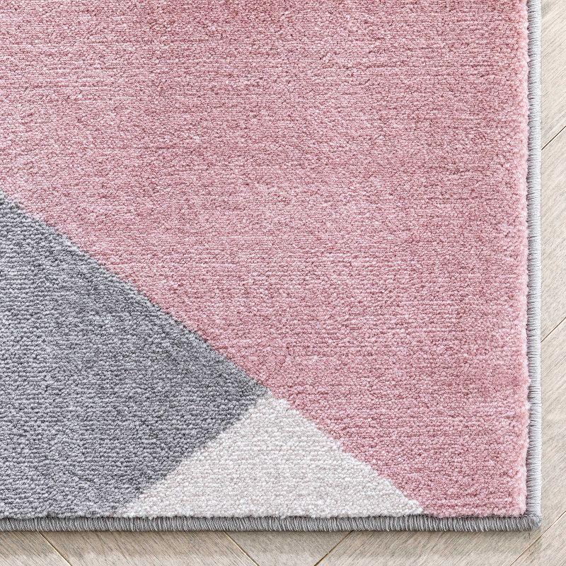 Well Woven Naya Blush Pink Modern Geometric Diamond Boxes Pattern Runner Rug (2'7" x 7'3")