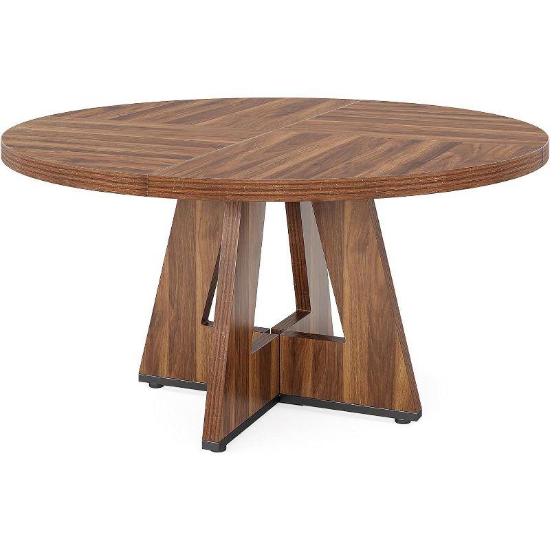 47-Inch Brown Wood Round Farmhouse Dining Table