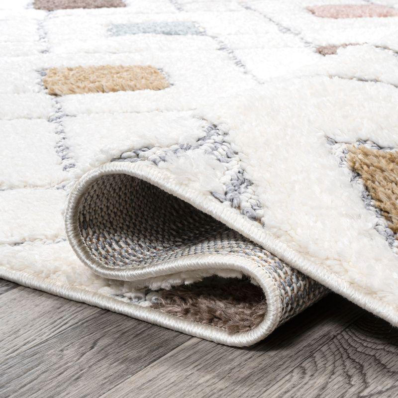 3' x 5' Astrid Retro Trellis High-Low Area Rug, Multi/Cream - JONATHAN Y