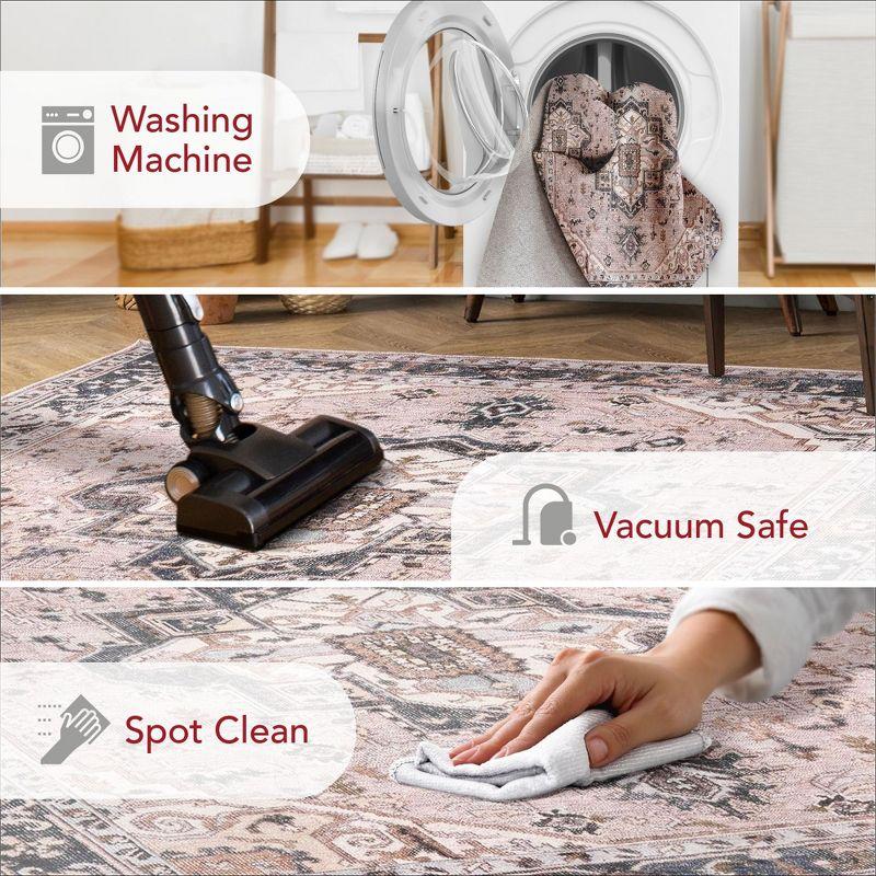 Nuloom Sasha Pet Friendly Machine Washable Medallion Area Rug, 2' x 3', Light Pink