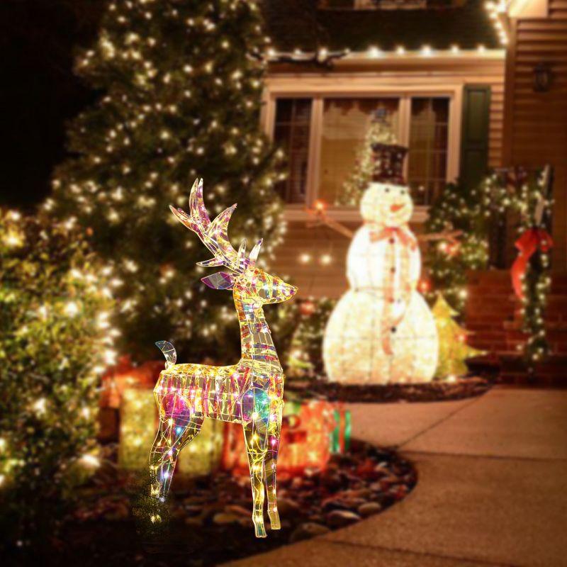 LuxenHome Magical Deer with Antlers Lighted LED Winter Holiday Yard Decoration White