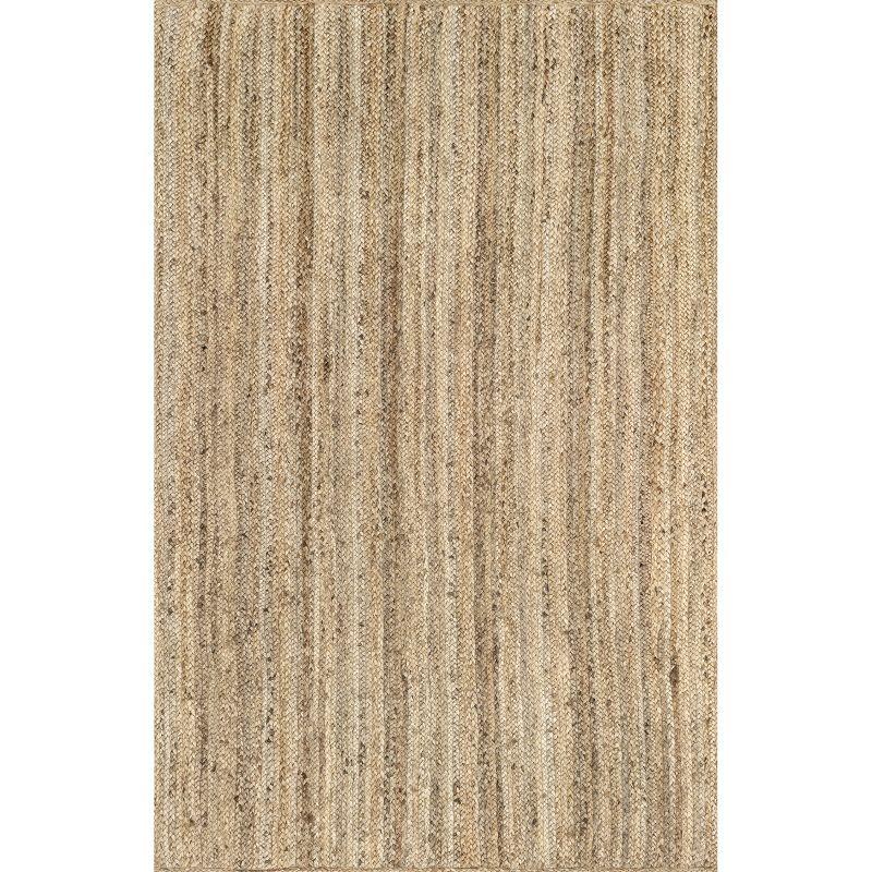 Nuloom 8 Square Rigo Jute Hand Woven Indoor Area Rug, Natural, Solid Farmhouse Design, Natural Fiber Bedroom, Living Room, Kitchen,