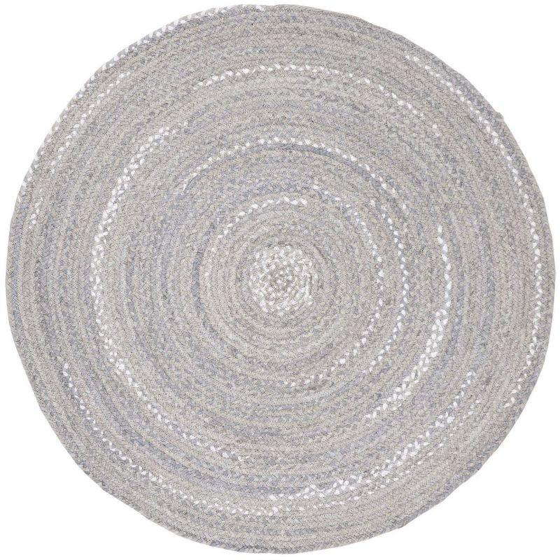 Braided BRD452 Hand Woven Indoor Area Rug - Light Grey - 5' Round - Safavieh