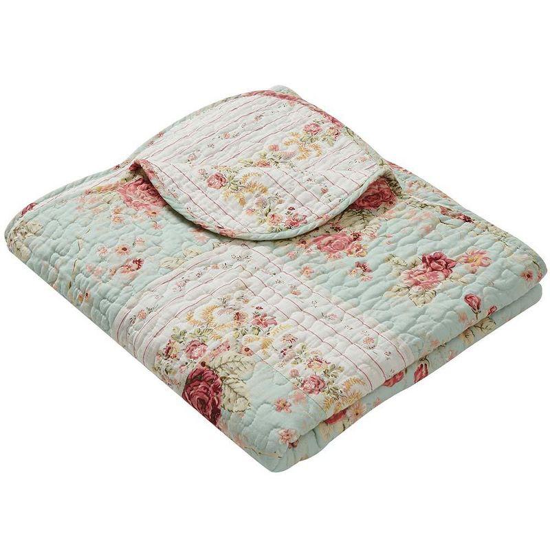 Antique Rose Quilted Reversible Cotton Throw