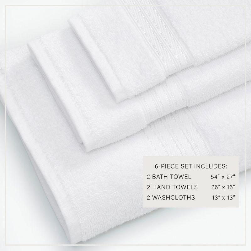 100% Cotton Quick-Dry Everday Towel Set - Great Bay Home (6 Piece Set, White)