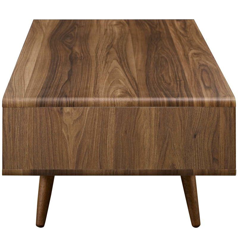 Transmit Coffee Table Walnut White - Modway: Mid-Century Modern, Storage, Tapered Legs