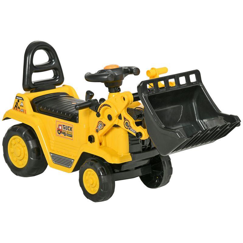 Yellow and Black Kids Ride-On Construction Truck with Storage