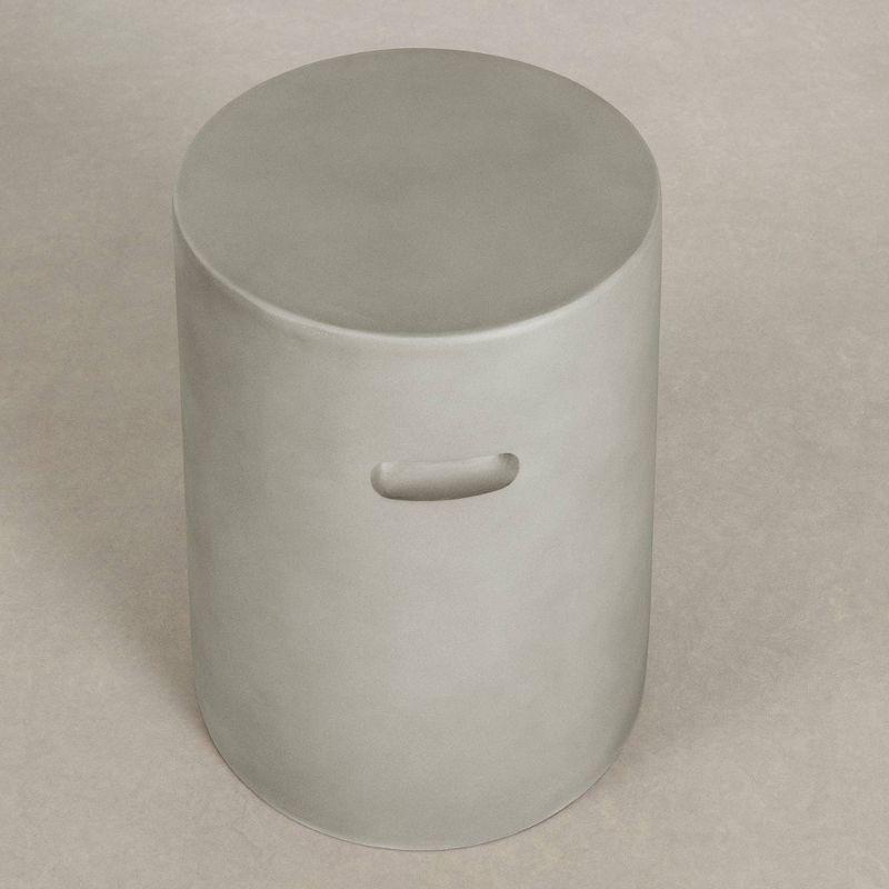 South Shore Bellulo Cylindrical Side Table Greige: Durable Magnesium Oxide, Scratch & Water Resistant