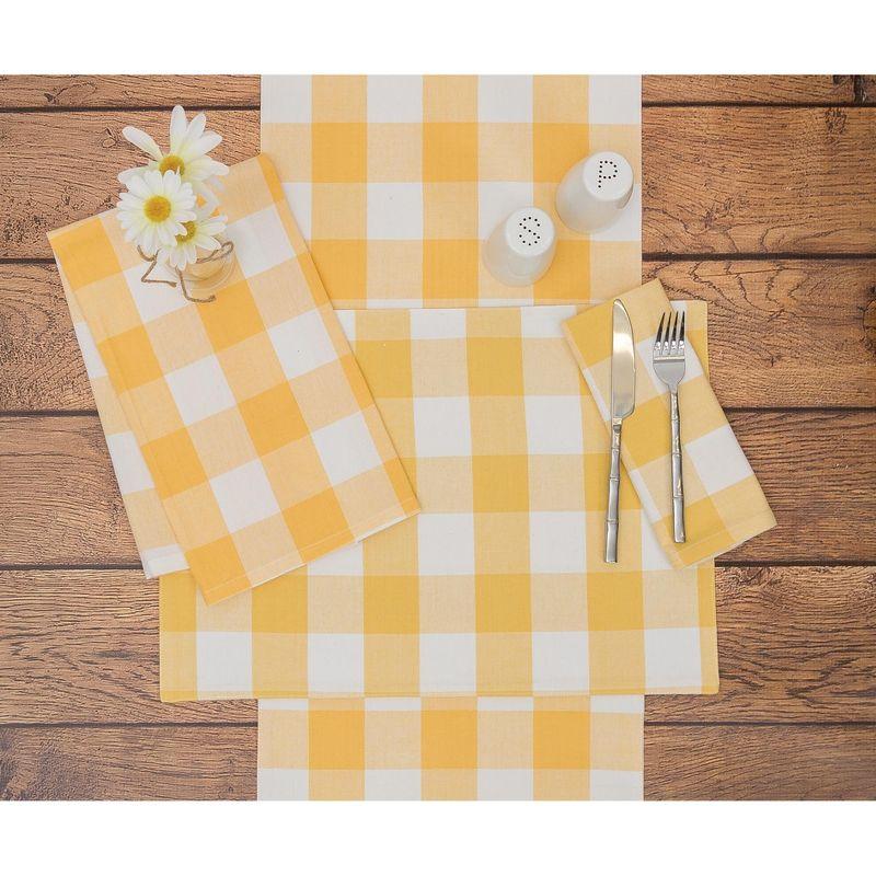 Sunrise Yellow and White Cotton Checkered Table Runner