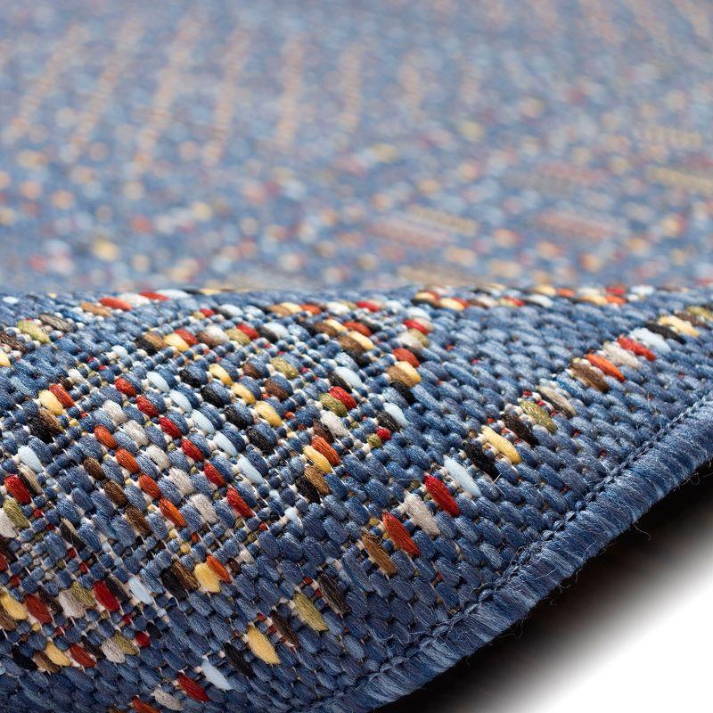 Liora Manne Avena Panel Stripe Indoor/Outdoor Rug Denim 7'10" Square