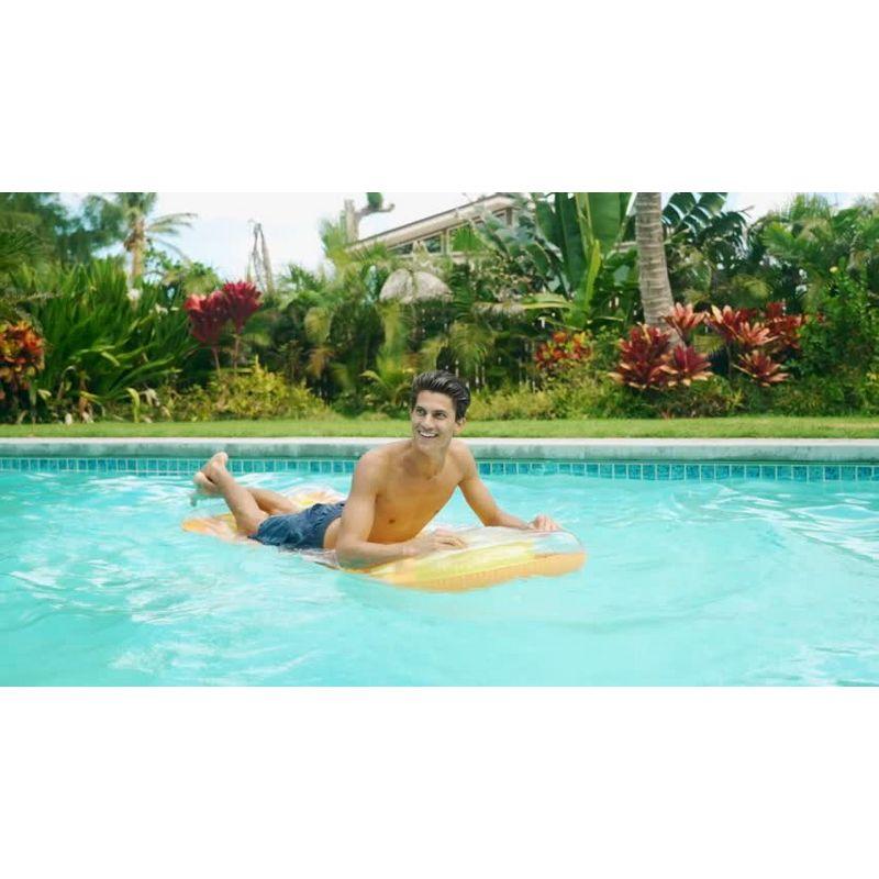 Intex Suntanner 18 Pocket Single Person Inflatable Swimming Pool Beach Lounge Floating Raft with Pillow and Cupholders, Color May Vary