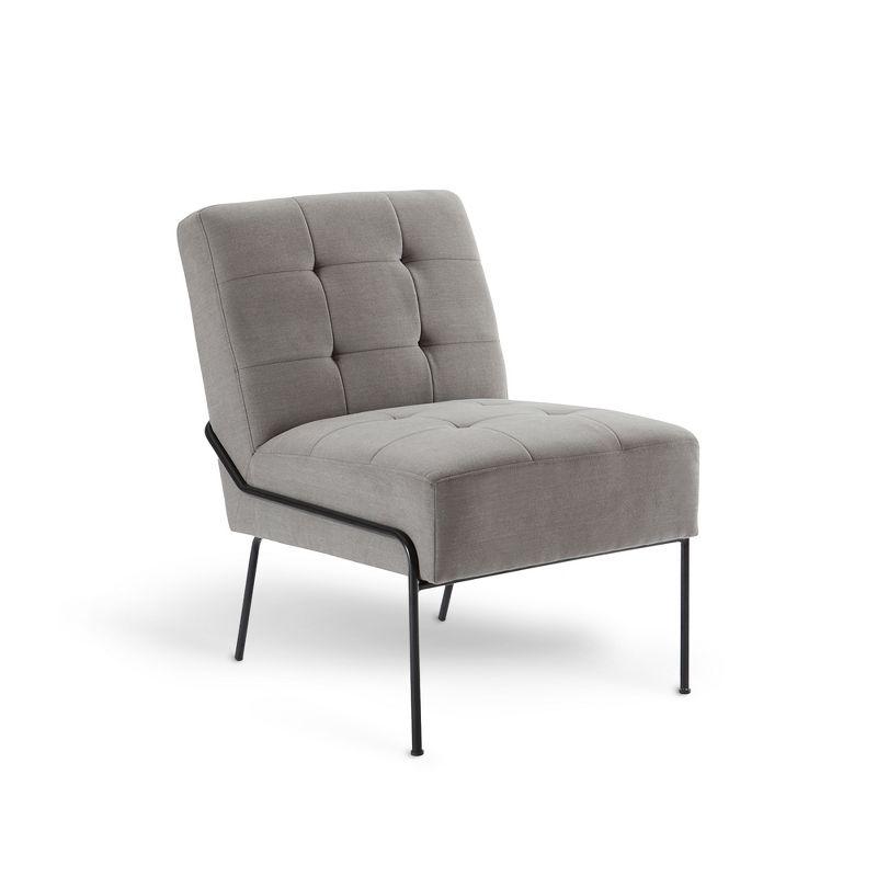 Modern Gray Leather Accent Chair with Sleek Metal Frame