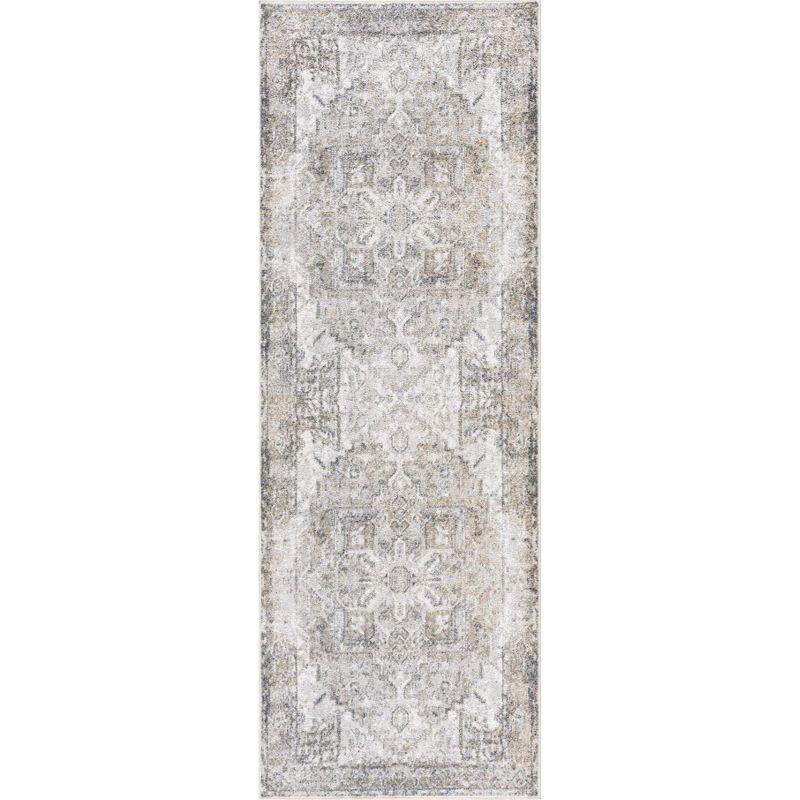 Medallion Design Performance Beige Machine Washable Area Rug