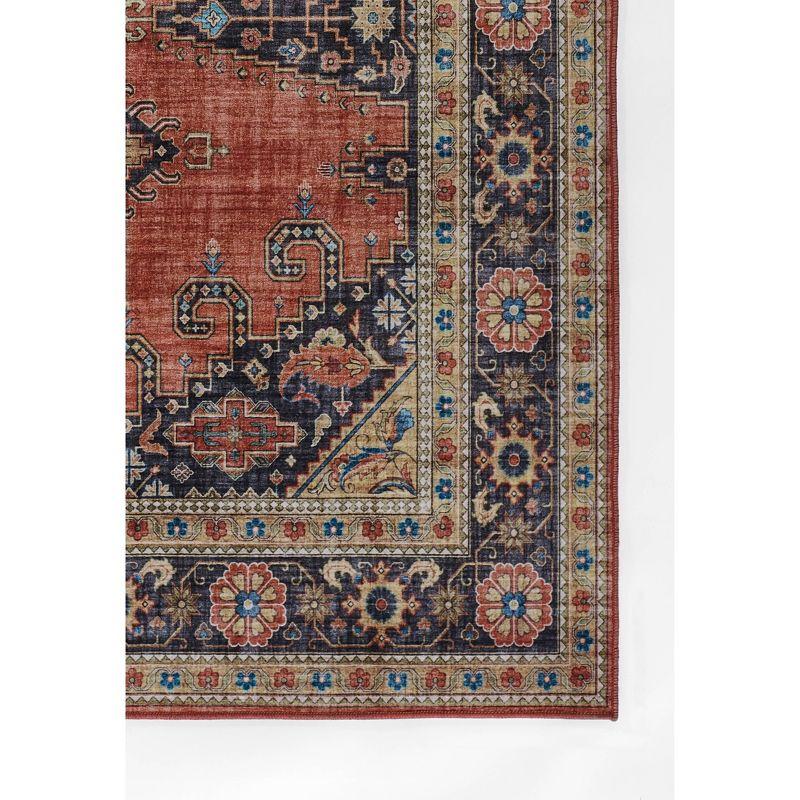 Rust Rectangular Synthetic Persian-Inspired Area Rug