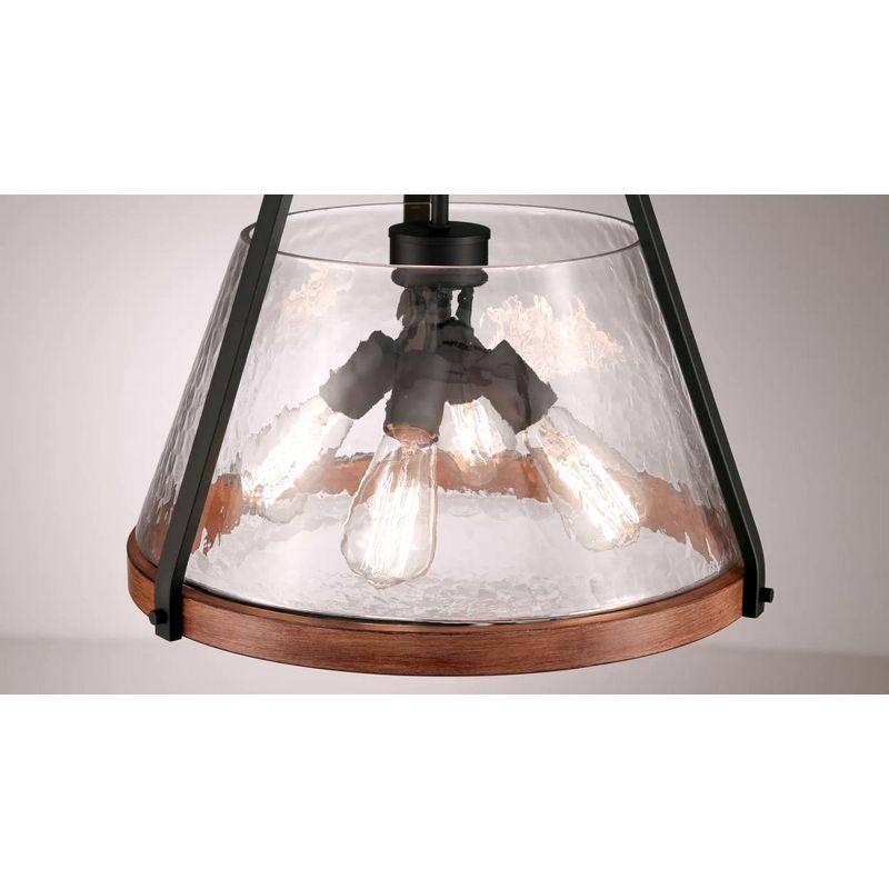 Franklin Iron Works Dana 19 1/2" Farmhouse Rustic Pendant Chandelier Ceiling Light Fixture Dining Room Over Table Hanging 4-Light Black Wood Finish