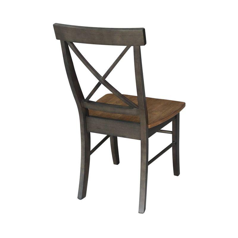 Set of 2 X Back Chairs with Wood Seat Hickory Brown - International Concepts