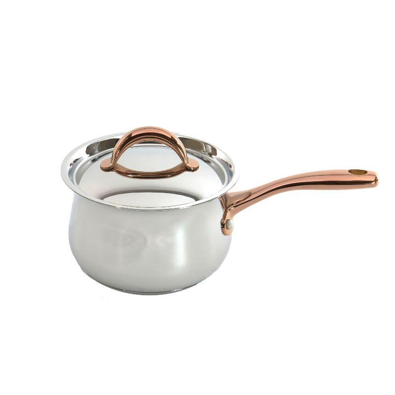 BergHOFF Ouro Gold 11Pc 18/10 Stainless Steel Cookware Set, Rose Gold Handles, Metal Lids