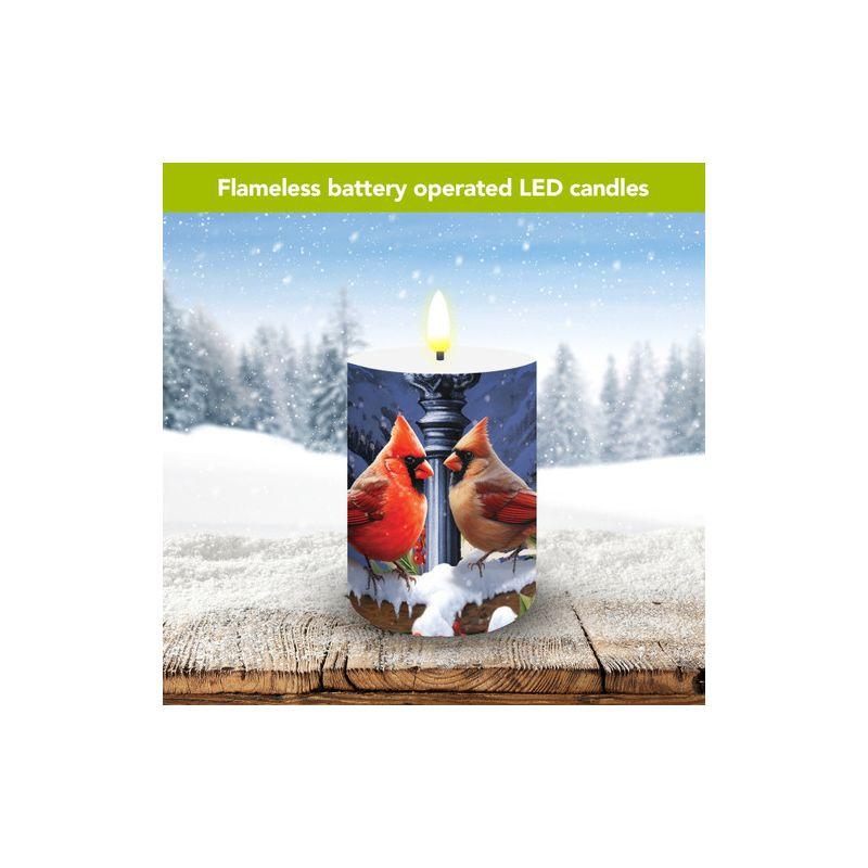 Briarwood Lane Winter Flameless Candle 6x3 Winter Glow Cardinals Flameless Candle with Timer for Winter