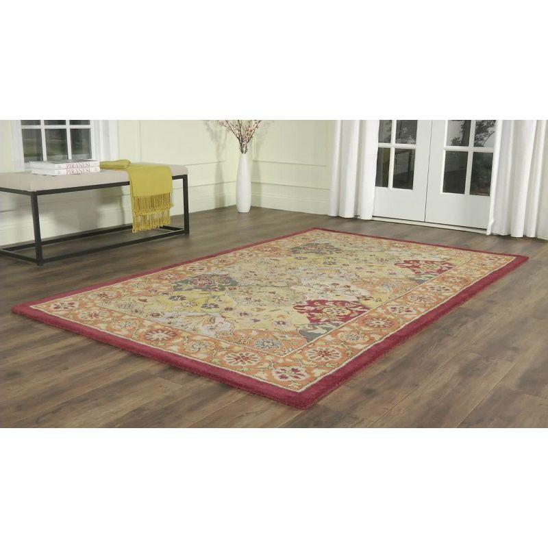 Handmade Multi/Red Tufted Wool Round Area Rug, 6'