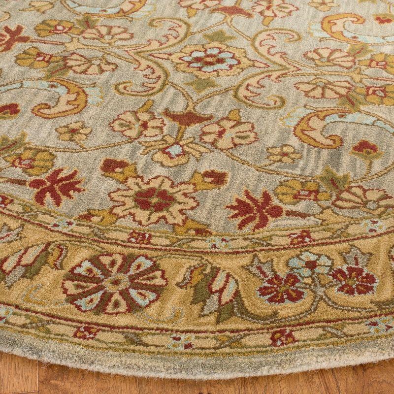 Classic CL324 Hand Tufted Accent Rug - Light Green/Gold - 3'6" Round - Safavieh.