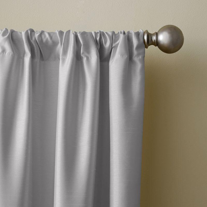 Gray Faux Silk Blackout Pleated Curtain Panel 52" x 108"