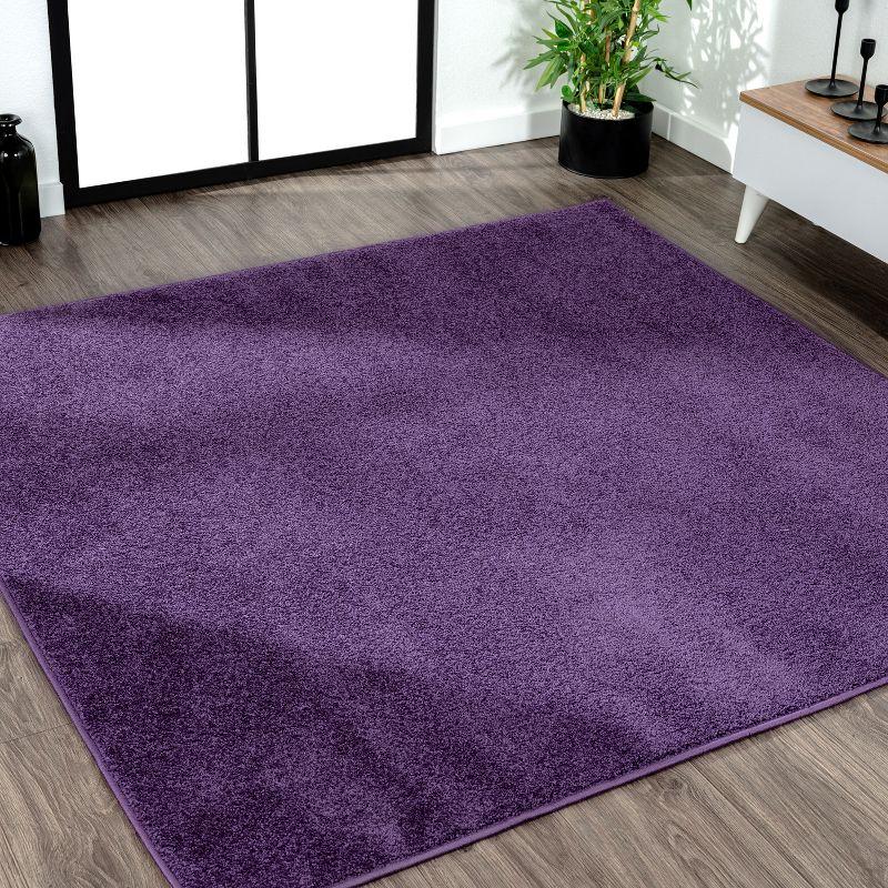 Purple 5' Square Low-Pile Synthetic Area Rug