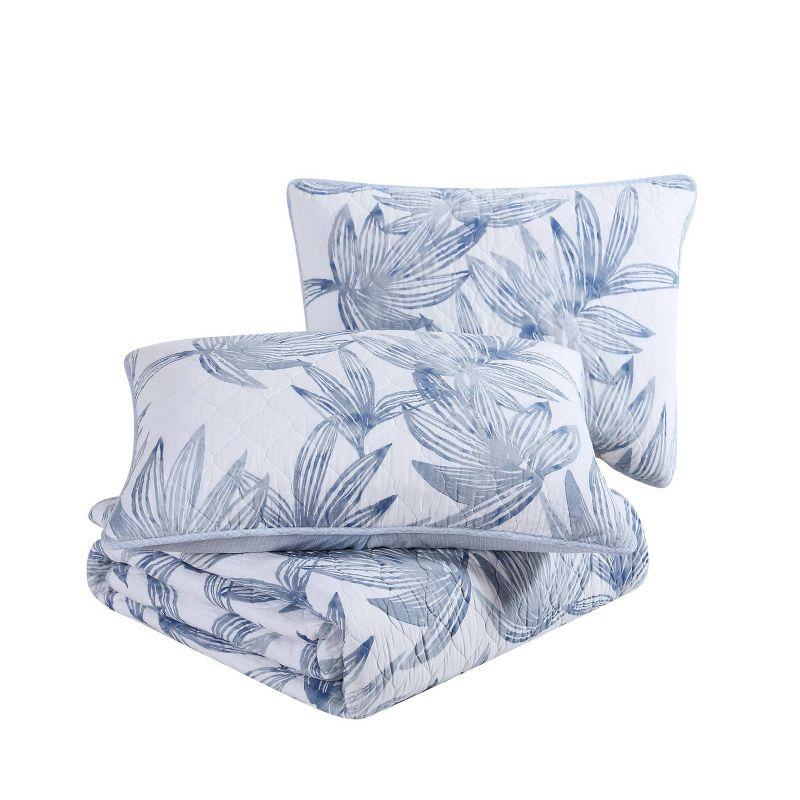 Tommy Bahama Kayo Blue Cotton Reversible Quilt Set