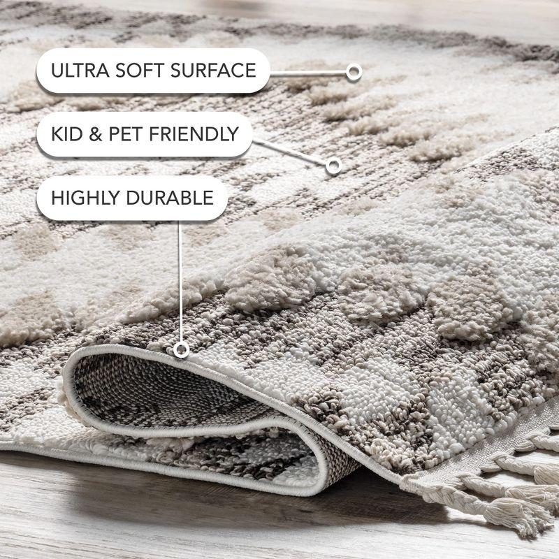 Nuloom Adelade Southwestern 4x6 Shag Indoor Area Rug for Living Room Bedroom Dining Room Nursery Kitchen, Beige/Ivory