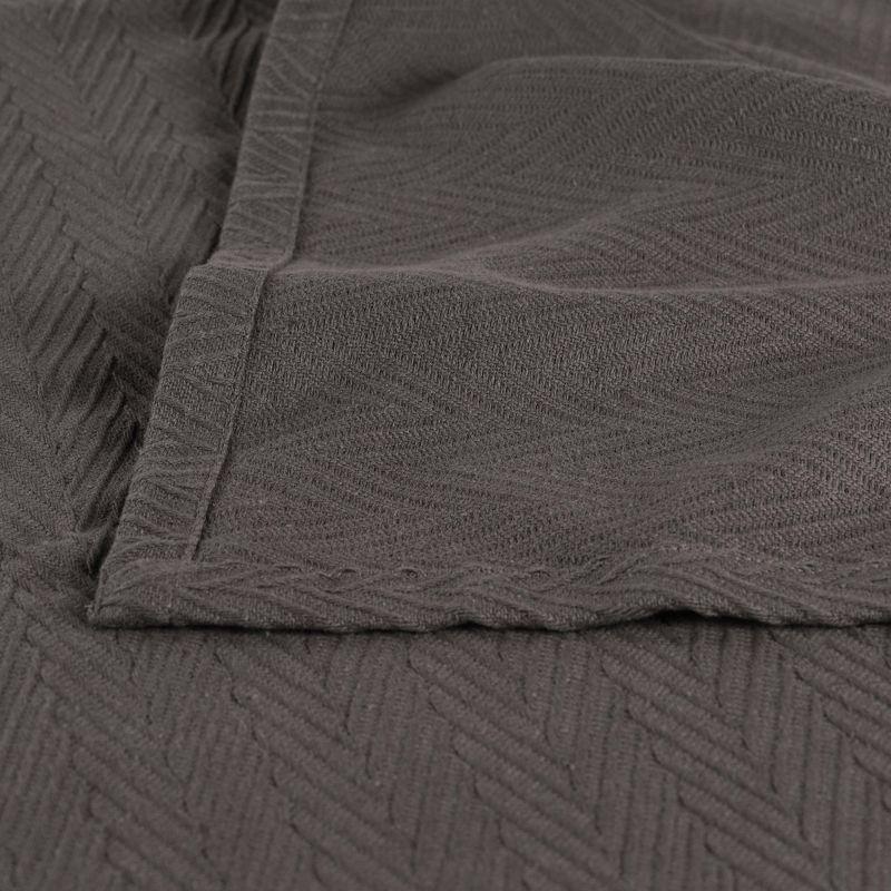 Chevron Zig-Zag Cotton Blanket, Full/Queen, Charcoal - Blue Nile Mills