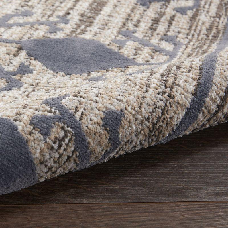 Mocha and Charcoal Geometric Wool Rectangular Rug