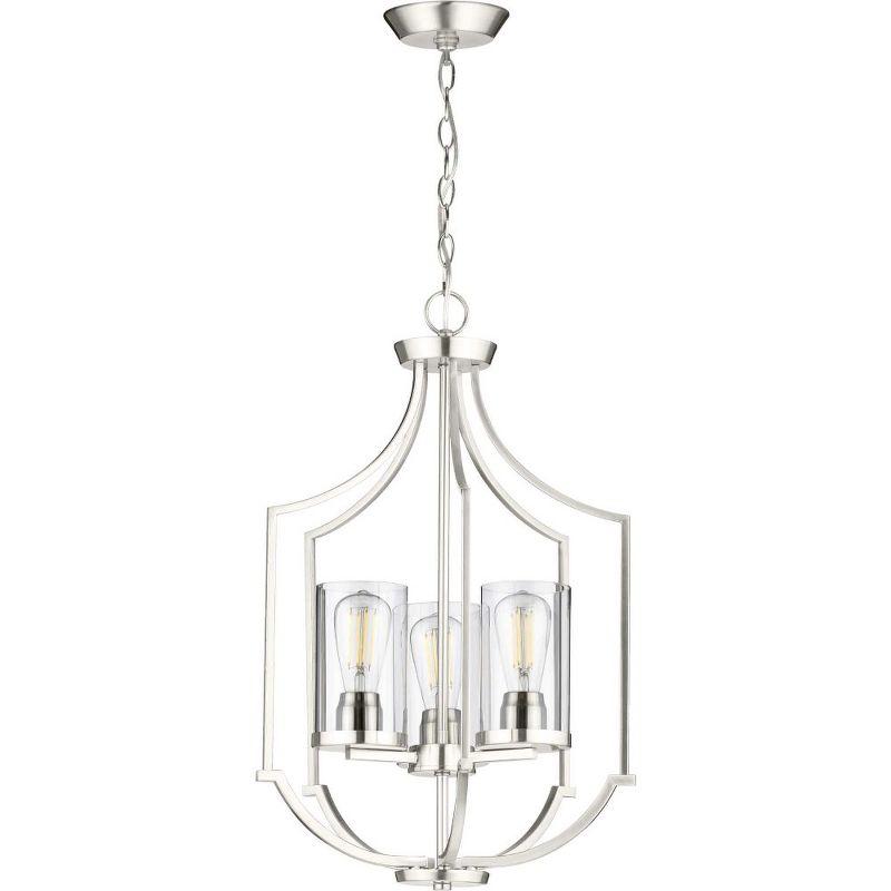 Progress Lighting Lassiter 3-Light Foyer Brushed Nickel Pendant with Clear Glass Shades