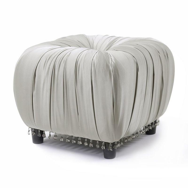 Gracie 20" Flint Grey Satin Tufted Storage Ottoman