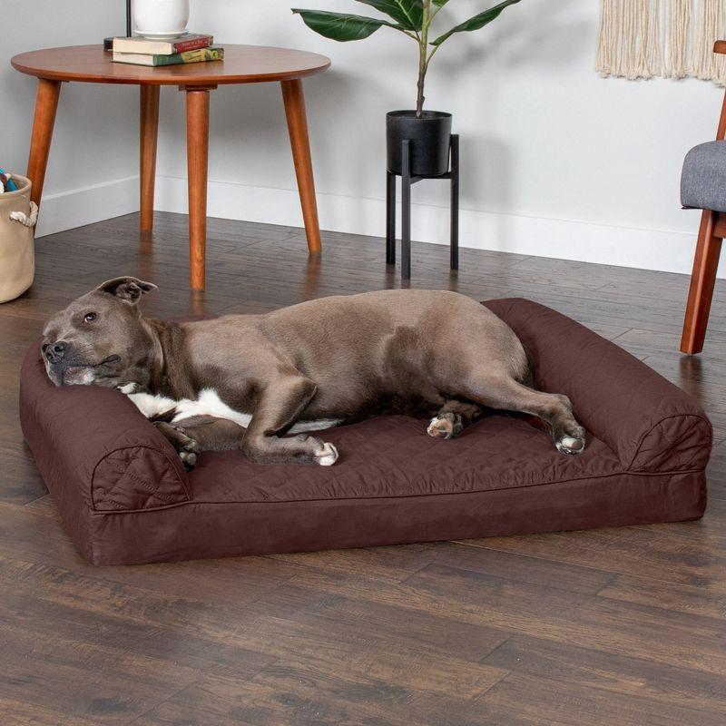 FurHaven Quilted Orthopedic Bolster Sofa Pet Bed