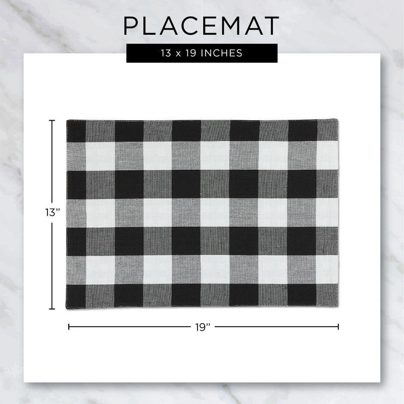 DII Buffalo Check Placemat Set 6 Piece, Red & Black, 13x19"