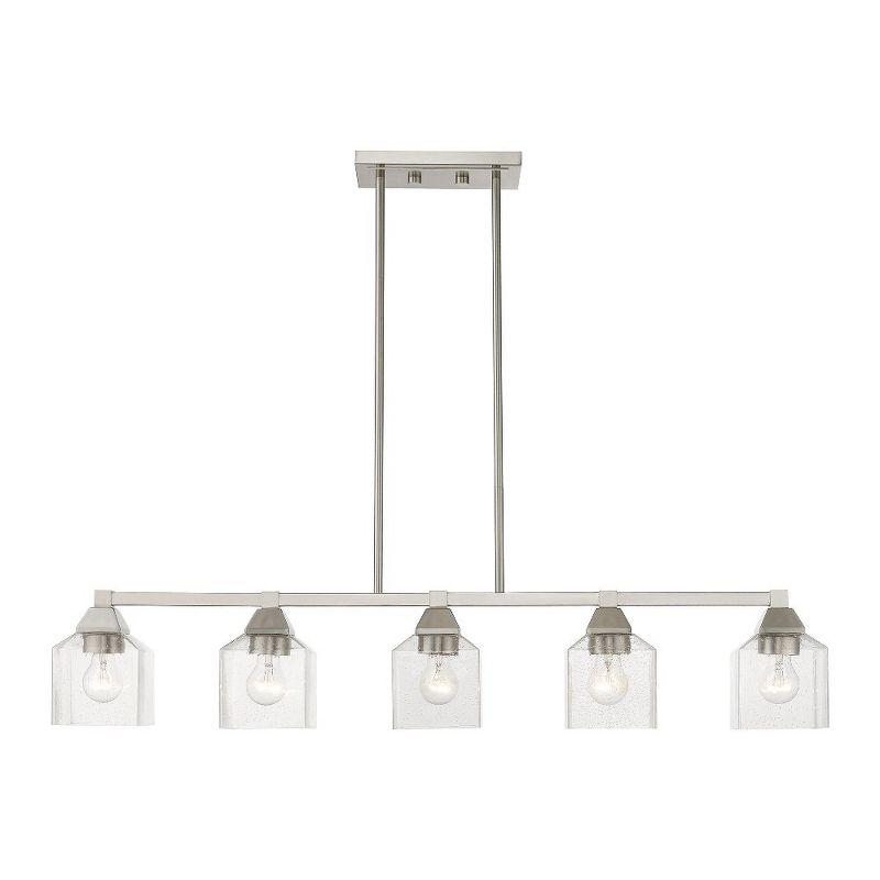 Aragon Brushed Nickel 5-Light Linear Chandelier with Clear Seeded Glass